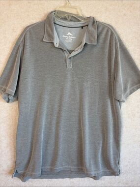 Tommy Bahama XXL Men’s Grey Short-Sleeve Polo active gold button collared casual